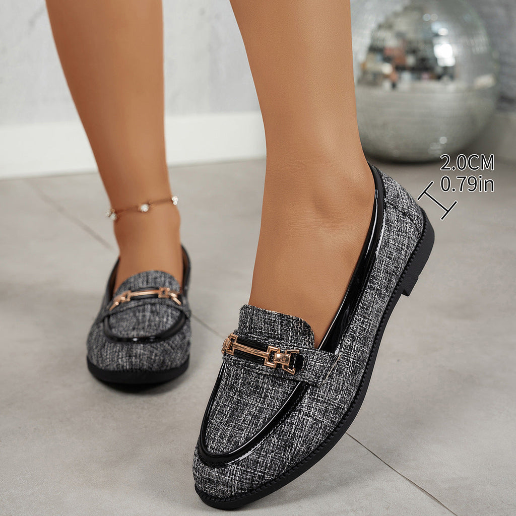Stitched Flat Loafers – Slip-On Round Toe