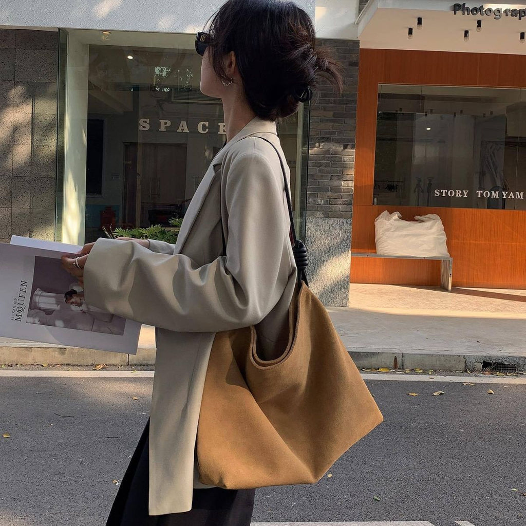 Luxury Vintage Suede Leather Shoulder Bag – Large Capacity Women's Hobo Bag