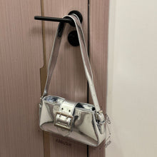 Load image into Gallery viewer, Handheld Patent Leather Silver Sweet &amp; Edgy Chic Bag