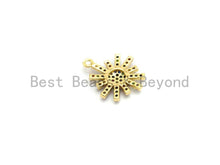 Load image into Gallery viewer, Multi-Color CZ Micro Pave Radial Flower Star Pendant, Flower Shaped Pave Pendant, Gold plated, 14x17mm, Sku#B106