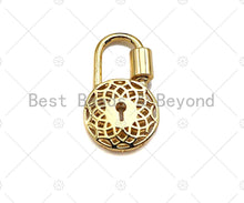 Load image into Gallery viewer, 18K Gold Filigree Style Round Lock Clasp, Gold Fancy Lock, Chain Clasp, Screw Lock,16x28mm,sku#K143