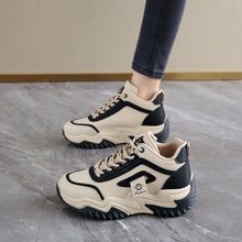 Load image into Gallery viewer, Korean Style Women's Casual High-Top Dad Shoes | Lace-Up Synthetic Leather Sneakers
