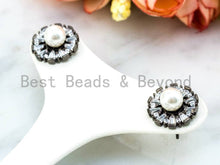 Load image into Gallery viewer, CZ with Pearl Stud Earring, Sku#O61