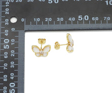 Load image into Gallery viewer, White Pearl Butterfly Stud Earrings, Sku#LD351