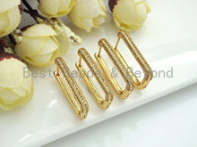 Load image into Gallery viewer, Pave Double Raw Rectangle Earring, Minimal earrings, J254