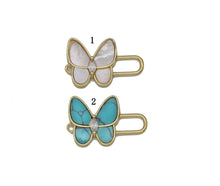 Load image into Gallery viewer, Gold CZ MOP/Turquoise Butterfly Charm, Sku#L697