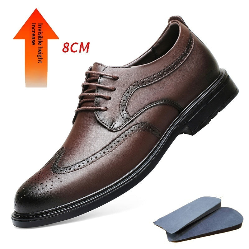 Men's Invisible Height Increasing Leather Shoes | Business Formal Elevator Shoes 6cm 8cm Lift