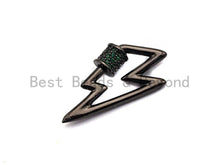Load image into Gallery viewer, Colored Connector CZ Micro pave Lightning Bolt Clasp, Green/Fuchsia/Cobalt/Purple/Turquoise CZ Pave Clasp,15x28mm, sku#H153
