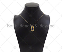 Load image into Gallery viewer, Cobalt Enamel Evil Eye On Oval Shape Pendant, 18K Gold Medallion Charm, Necklace Bracelet Charm Pendant, 25x16mm,Sku#L562