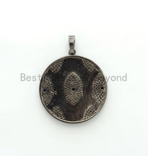 Load image into Gallery viewer, LARGE Enamel Colorful Round With Evil Eye Pendant,CZ Micro Pave Oil Drop Round pendant,Enamel pendant,Enamel Jewelry,34x38mm,sku#F593
