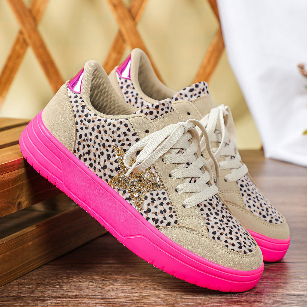 Leopard Print Retro Skate Shoes | Unisex Low-Top Sneakers | Men's & Women's