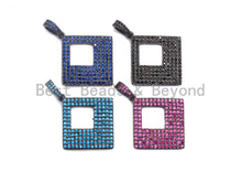 Load image into Gallery viewer, Colored CZ Micro Pave Hollow out Square Shape Pendant, Black/Cobalt/Fuchsia Color Square Frame Shape Pendant Charm, 30x40mm, sku#X57