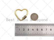 Load image into Gallery viewer, 18K Gold Love Word On Heart Shape Screw Clasp, Heart Connector, Gold Carabiner Clasp,30x29mm, Sku#K172