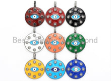 Load image into Gallery viewer, NEW Enamel Evil eye with Star Pendant,CZ Micro Pave Oil Drop Evil Eye Pendant,Blue/White/Black/Red/Yellow Enamel Jewelry,34x37mm,sku#F609