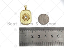 Load image into Gallery viewer, 18k Dainty Gold Daisy Flower On Rectangle Shape Charms, Dainty Charms, Gold Pendant, Rectangle  Necklace Charms, 17x26mm, Sku#LK167