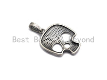 Load image into Gallery viewer, Oxidized silver CZ Micro Pave Skull Pendant/Charm, Antique SIlver Color Skull, Cubic Zirconia Pendant Charm, 26x33mm,sku#X121