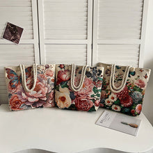 Load image into Gallery viewer, Double Sided Jacquard Embroidered Canvas Tote Bag