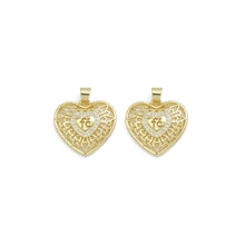 Load image into Gallery viewer, CZ Gold Filigree Fe Heart Charm, Sku#LK912