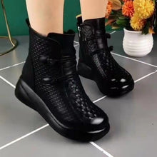 Load image into Gallery viewer, Women's Fleece-Lined Mid-Calf Wedge Boots - Round Toe Side Zipper Winter Boots