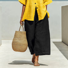 Load image into Gallery viewer, Linen Blend Cardigan Top &amp; Cropped Wide-Leg Pants Set – 5 Colors S–3XL