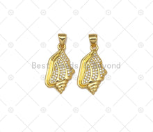 Load image into Gallery viewer, CZ Micro Pave Sea Snail Shape Pendant, 18K Gold Filled Cubic Zirconia Snail Charm, Necklace Bracelet Charm Pendant, 23x14mm, Sku#LK466