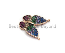 Load image into Gallery viewer, Colorful CZ Micro Pave Butterfly Pendant, Butterfly Pave Pendant for Necklace, Gold/Rose Gold/Silver/Gunmetal plated, 19x20mm, Sku#F714
