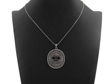 Load image into Gallery viewer, Antique Finish CZ Micro Pave Hollow out Skull Pendant, Silver Tone, 39x46mm,sku#F988C