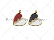 Load image into Gallery viewer, 18K Gold CZ Pave Heart Charm/Penant, White Red Black Heart Charm, CZ Pave heart charm, 20x21mm, sku#LK34
