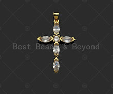 Load image into Gallery viewer, Big CZ Micro Pave Cross Shape Pendant, 18K Gold Filled Cubic Zirconia Cross Charm, Necklace Bracelet Charm Pendant,24x36mm, Sku#LD23