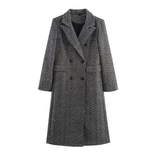 Load image into Gallery viewer, Womens British-style Commuter Herringbone Loose Wool Coat