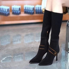 Load image into Gallery viewer, Women's Over-the-Knee Stiletto Boots | Stretchy Knit Pointed Toe Side Zipper