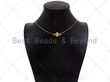 Load image into Gallery viewer, CZ Micro Pave Skull Connector,18K Dainty Gold Cubic Zirconia Charm, Necklace Bracelet Charm Pendant,11x20mm, Sku#LK258