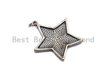Load image into Gallery viewer, Rhidium CZ Micro Pave Five Star Pendant/Charm, Antique Silver Star Cubic Zirconia Pendant Charm, 31x32mm,sku#X120