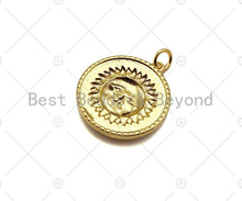 Load image into Gallery viewer, 18K Dainty GoldSun Face On Round Coin Shape Pendant/Charm,Gold Medallion Charm, Necklace Bracelet Charm Pendant,22x20mm, Sku#LK230