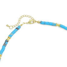Load image into Gallery viewer, 4mm Turquoise Blue beads Necklace with gold spacer, EF539