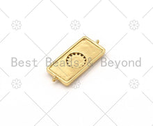 Load image into Gallery viewer, Turquoise Blue Enamel Evil Eye On Rectangle Shape Connector, 18K Gold Filled CZ Micro Pave Enamel Link,Enamel Jewelry,30x13mm,Sku#L596