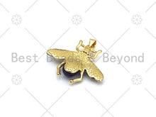 Load image into Gallery viewer, Colorful Glass Bee Shape Pendant, 18K Gold Filled CZ Beed Charm, Necklace Bracelet Charm Pendant,32x27mm, Sku#FH180