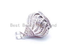 Load image into Gallery viewer, CZ Micro Pave Crown Pendant Tassel Cap/Tassel Head, Rhodium Plated CZ End Cap, sku#F69