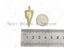 Load image into Gallery viewer, CZ Micro Pave Star On Lightning Shape Pendant, 18K Gold Charm, Necklace Bracelet Charm Pendant,16x33mm,Sku#LK309