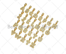 Load image into Gallery viewer, 18K Gold Baguette CZ Initial Letter Pendant, A -Z Alphabet Letter, Large Hole Personalized name Charm for Jewelry Making, 16x33mm,sku#LD76