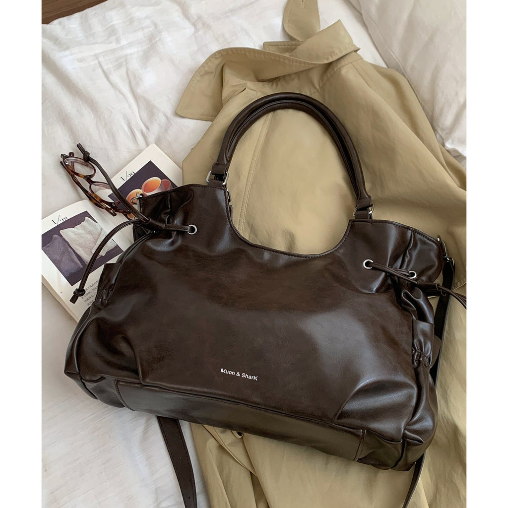 Vintage Biker Underarm Bag for Women - High Capacity PU Leather Crossbody