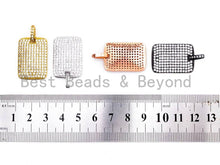 Load image into Gallery viewer, CZ Micro Pave Rectangle Pendant/Charm, Cubic Zirconia Pendant, Pave Dog Tag, 18x26mm, sku#F478