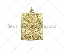 Load image into Gallery viewer, 18k Dainty Gold Tree On Rectangle Shape Charms, Dainty Charms, Gold Treen Pendant, Rectangle Necklace Charms, 21x31mm, Sku#LK184