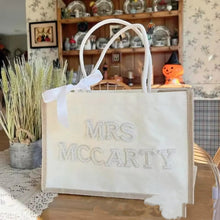 Load image into Gallery viewer, Custom Cute Tote Bag with Pearl Accessories – Canvas Tote for Women | Sarah Express
