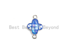Load image into Gallery viewer, 100% Natural Shell Blue Clover Connector with Gold/Silver Plated Edging, Natural Blue Shell, Ocean Jewelry, 10x15mm,SKU#Z290