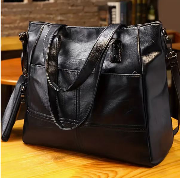 Women's Two-Piece Nested Bag Set - Soft PU Leather Shoulder Bag with Adjustable Strap