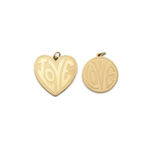 Load image into Gallery viewer, Matt Gold Silver Love Heart Round Coin Charm, Sku#LX260