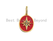 Load image into Gallery viewer, Enamel Colorful North Star On Oval Pendant,CZ Micro Pave Oil Drop pendant,Enamel pendant,Enamel Jewelry,16x22mm,sku#F976
