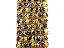 Load image into Gallery viewer, 10mm Quality Dzi Black Yellow Aage with Flower Patten Beads, sku#U559c