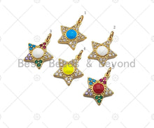 Load image into Gallery viewer, Gold Filled CZ Micro Pave Colorful Enamel Five Star Shape Pendant, 18K Gold Filled Charm, Necklace Bracelet Charm Pendant,15x17mm,Sku#B133